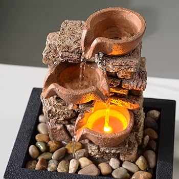 BASE WOOD DESIGN OD缶 ランタン 台座 花台 ポプラ×レジン③ Amazon.com: Haobos Indoor Tabletop Fountain 3-Tier Rockery